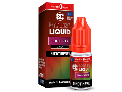 Inhaltsstoffe des Nikotinsalz Liquids SC Red Line, ideal für Dampfer, die intensiven Fruchtgeschmack suchen.