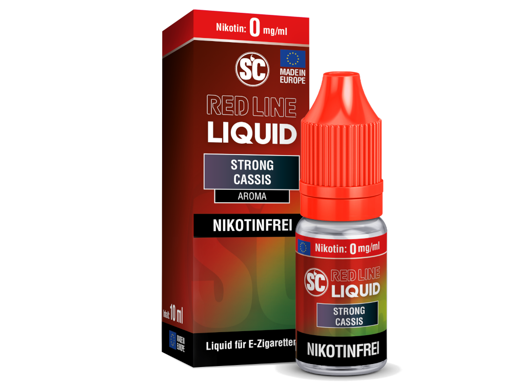 SC Red Line - Strong Cassis Nikotinsalz Liquid von RavenSmoke DE, zeichnet sich durch intensive Aromen von Himbeeren und Cassis aus.