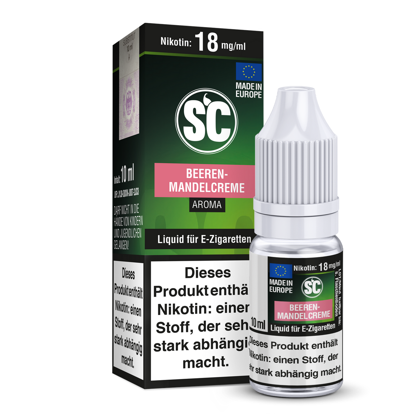 Beeren-Mandelcreme - E-Zigaretten Liquid von SC - 10ml, 5 Stärken, Nikotinfrei