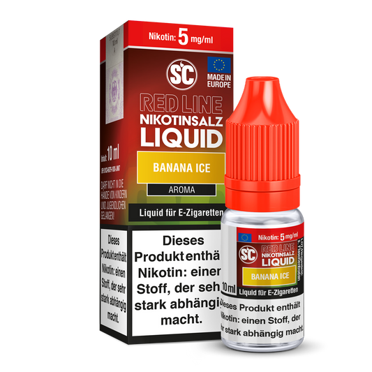 SC Red Line Banana Ice Nikotinsalz Liquid - Intensiver Bananengeschmack mit kühler Note in einer Flasche, perfekt für Dampfer.