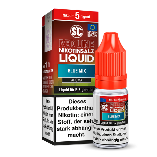 SC Red Line Blue Mix Nikotinsalz Liquid – Ein erfrischender Anis- und Beerenmix mit Menthol, ideal für E-Zigaretten. Hohe Geschmacksintensität, erhältlich in verschiedenen Nikotinstärken.