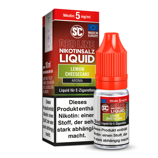 SC Red Line Lemon Cheesecake Nikotinsalz Liquid mit intensivem Zitronen-Käsekuchen Geschmack, ideal für Dampfer.