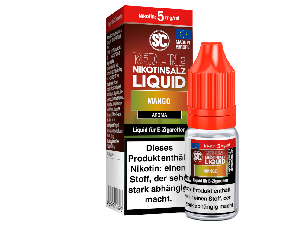 SC Red Line Mango Nikotinsalz Liquid von RavenSmoke DE mit intensivem Mango Geschmack für E-Zigaretten, ideal für ein erfrischendes Dampferlebnis.