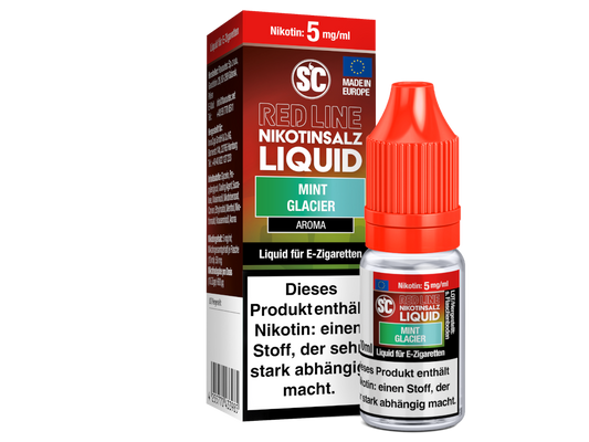 SC Red Line Mint Glacier Nikotinsalz Liquid – Intensiver Minzgeschmack, präsentiert in einer modernen Verpackung.