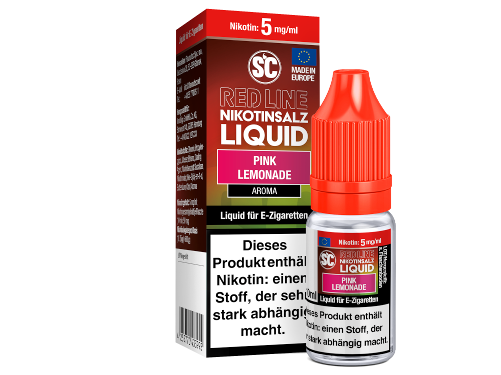 SC Red Line Pink Lemonade Nikotinsalz Liquid mit intensivem Beeren Limonadengeschmack, perfekt für das Dampfen.