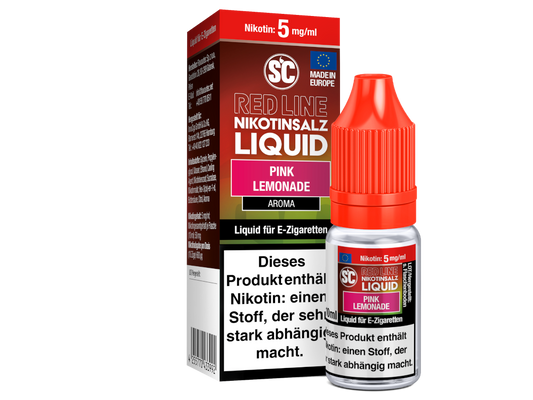 SC Red Line Pink Lemonade Nikotinsalz Liquid mit intensivem Beeren Limonadengeschmack, perfekt für das Dampfen.