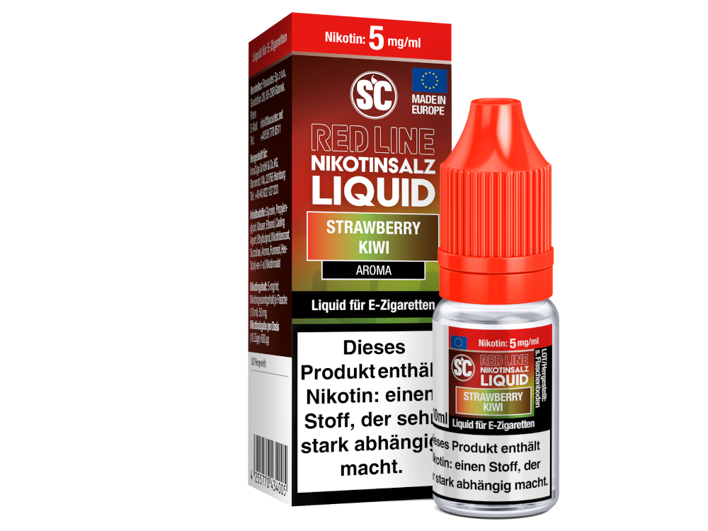 SC Red Line Strawberry Kiwi Nikotinsalz Liquid - Intensiver Erdbeer-Kiwi Geschmack in einer attraktiven Flasche, ideal für Dampferlebnis.