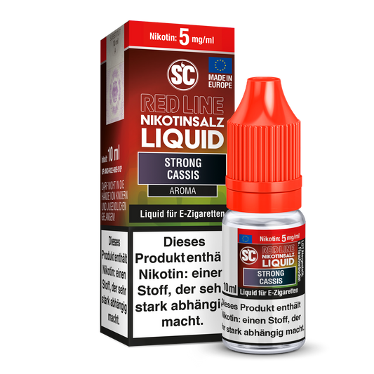 SC Red Line - Strong Cassis Nikotinsalz Liquid von RavenSmoke DE, präsentiert fruchtige Himbeer-Cassis Mischung mit erfrischender Note.