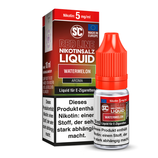 SC - Red Line - Watermelon - Nikotinsalz Liquid - Verpackung mit intensivem Wassermelonen-Geschmack und Nikotinsalz, ideal für Dampfer.