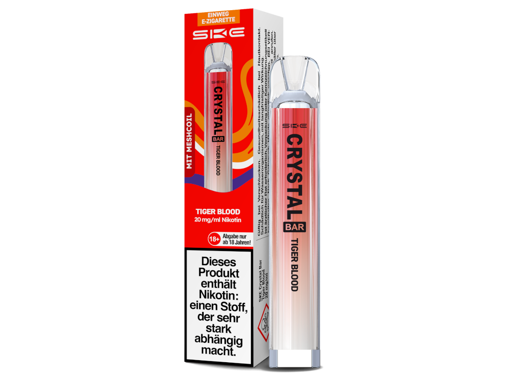 SKE - Crystal Bar Einweg E-Zigarette 20mg, 350 mAh, 600 Zügen & 27 Sorten