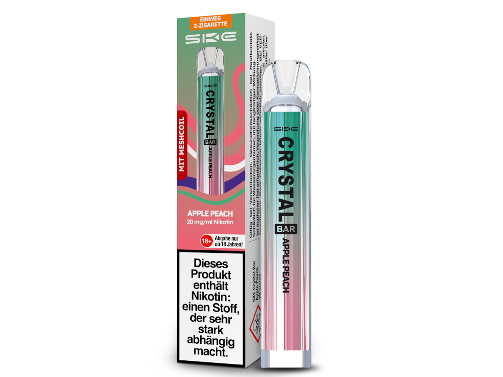 SKE - Crystal Bar Einweg E-Zigarette 20mg, 350 mAh, 600 Zügen & 27 Sorten