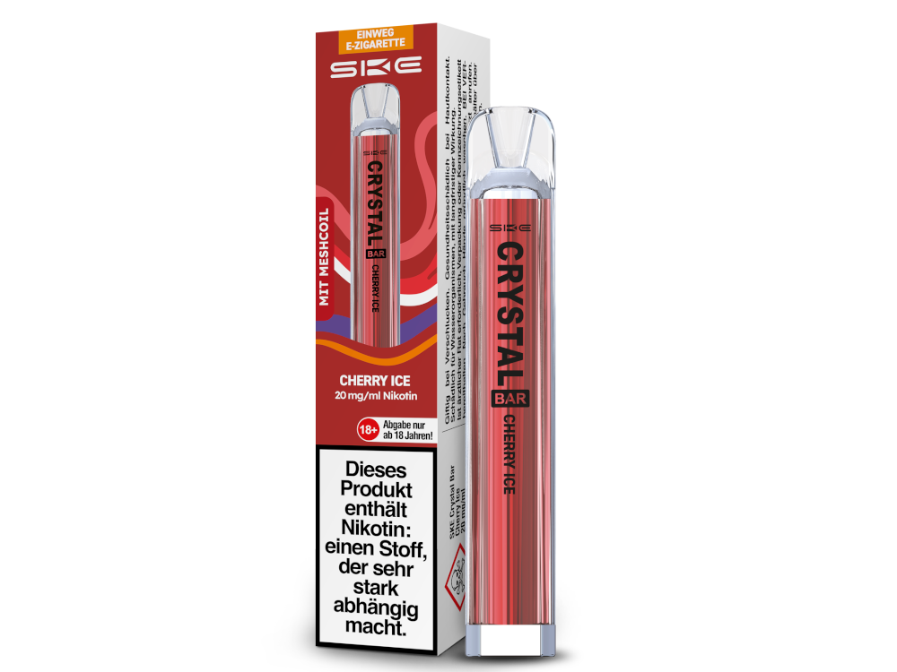 SKE - Crystal Bar Einweg E-Zigarette 20mg, 350 mAh, 600 Zügen & 27 Sorten
