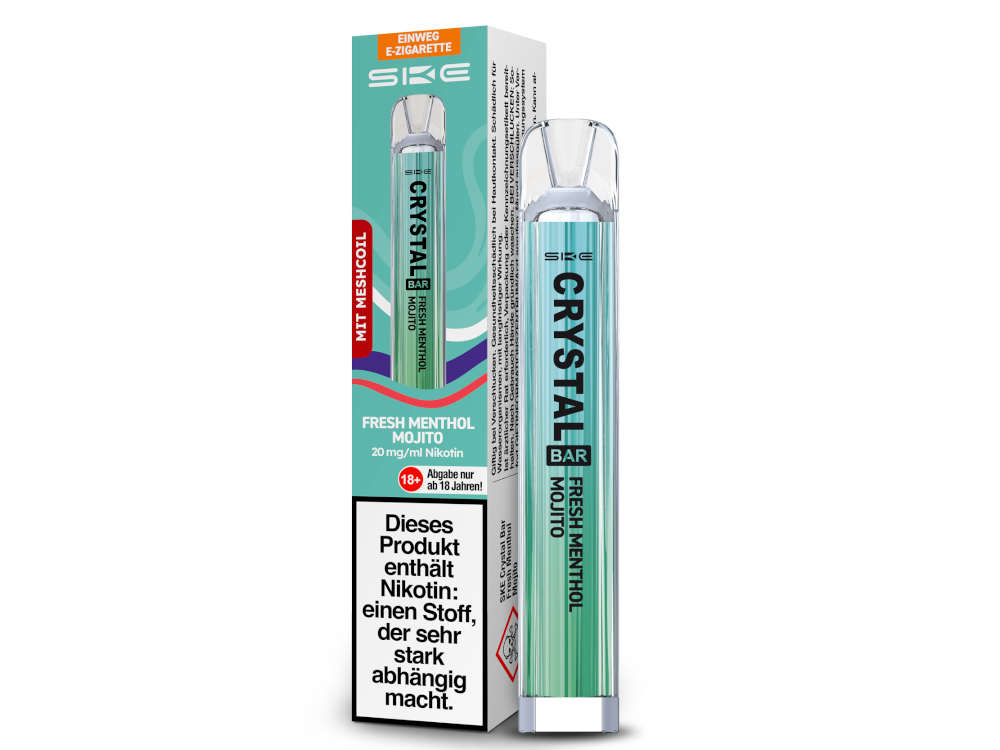 SKE - Crystal Bar Einweg E-Zigarette 20mg, 350 mAh, 600 Zügen & 27 Sorten