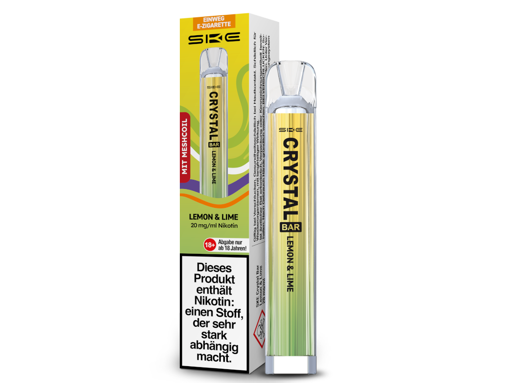 SKE - Crystal Bar Einweg E-Zigarette 20mg, 350 mAh, 600 Zügen & 27 Sorten