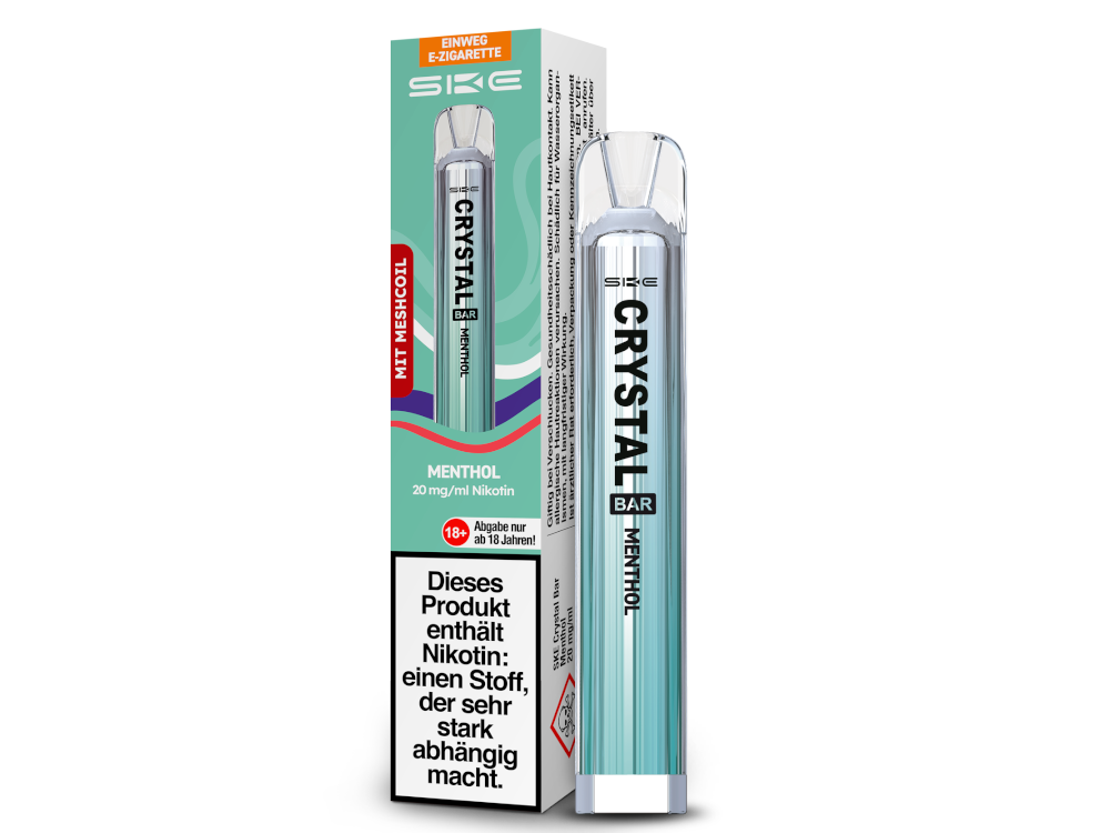 Die SKE Crystal Bar E-Zigarette, die für Effizienz und unübertroffenes Dampferlebnis angepriesen wird.