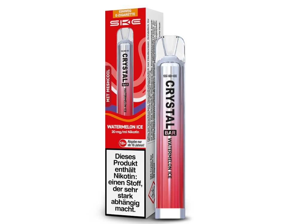 SKE - Crystal Bar Einweg E-Zigarette 20mg, 350 mAh, 600 Zügen & 27 Sorten