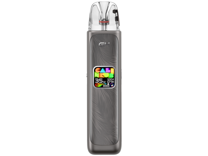 Detailansicht des Uwell Caliburn G4 mit 0,85 Zoll HD-Farbdisplay zur Anzeige von Akkustand und Leistung.
