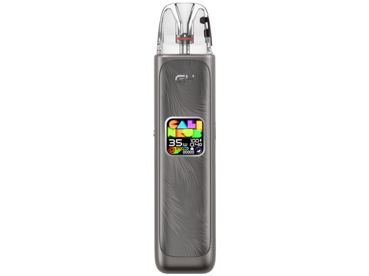 Detailansicht des Uwell Caliburn G4 mit 0,85 Zoll HD-Farbdisplay zur Anzeige von Akkustand und Leistung.