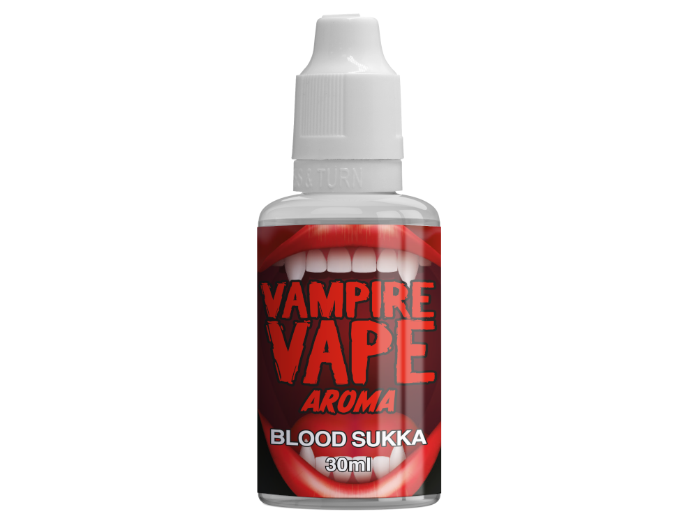 Vampire Vape Aroma Blood Sukka 30 ml - Flasche mit einem verlockenden Geschmack von Kirschen, Beeren, roten Früchten, Eukalyptus, Anis und Menthol, für das Dampfen konzipiert.