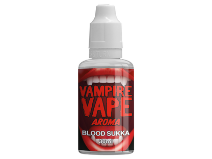 Vampire Vape Aroma Blood Sukka 30 ml - Flasche mit einem verlockenden Geschmack von Kirschen, Beeren, roten Früchten, Eukalyptus, Anis und Menthol, für das Dampfen konzipiert.