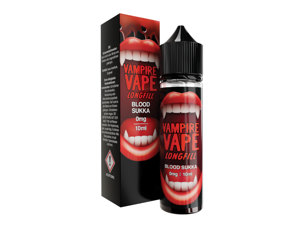 Vampire Vape - Longfills - 10 ml - Blood Sukka - Ein hochwertiges Longfill Aroma mit geschmacklichen Noten von Kirschen, Menthol, Eukalyptus und Anis. Ideal für E-Zigaretten-Anwender.