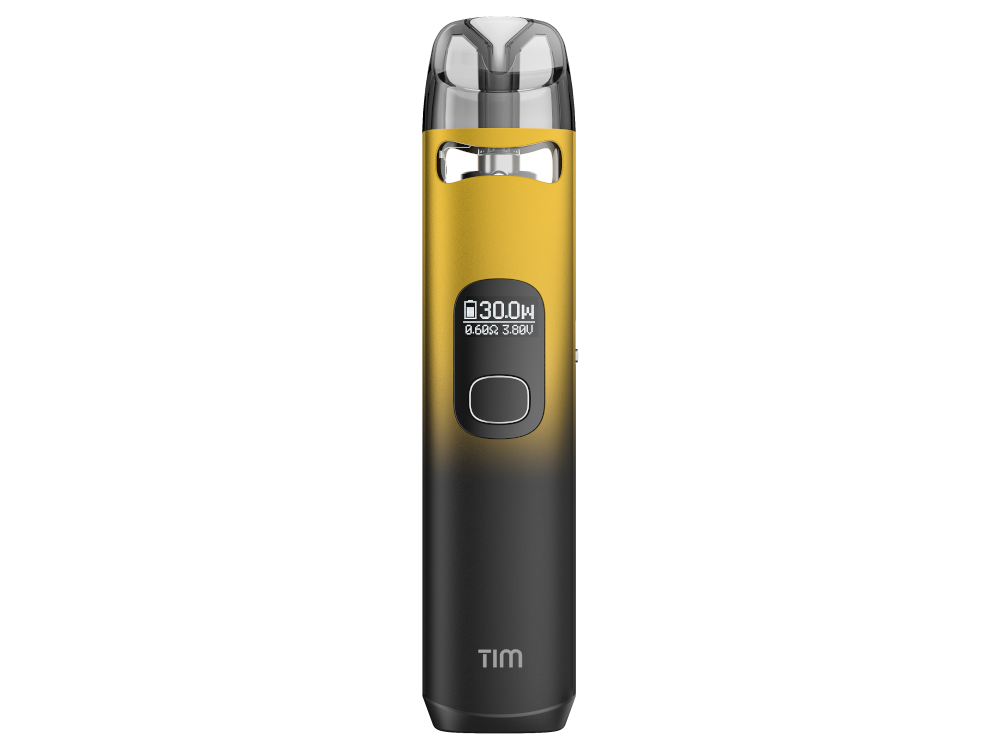 Nahaufnahme des Vapefly - Tim Pod E-Zigaretten Sets mit 4Ml Tank und 1100 mAh Akku, hebt die benutzerfreundlichen Funktionen und das moderne Design hervor.