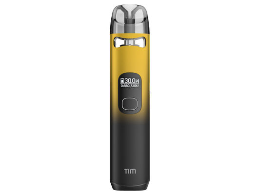 Nahaufnahme des Vapefly - Tim Pod E-Zigaretten Sets mit 4Ml Tank und 1100 mAh Akku, hebt die benutzerfreundlichen Funktionen und das moderne Design hervor.