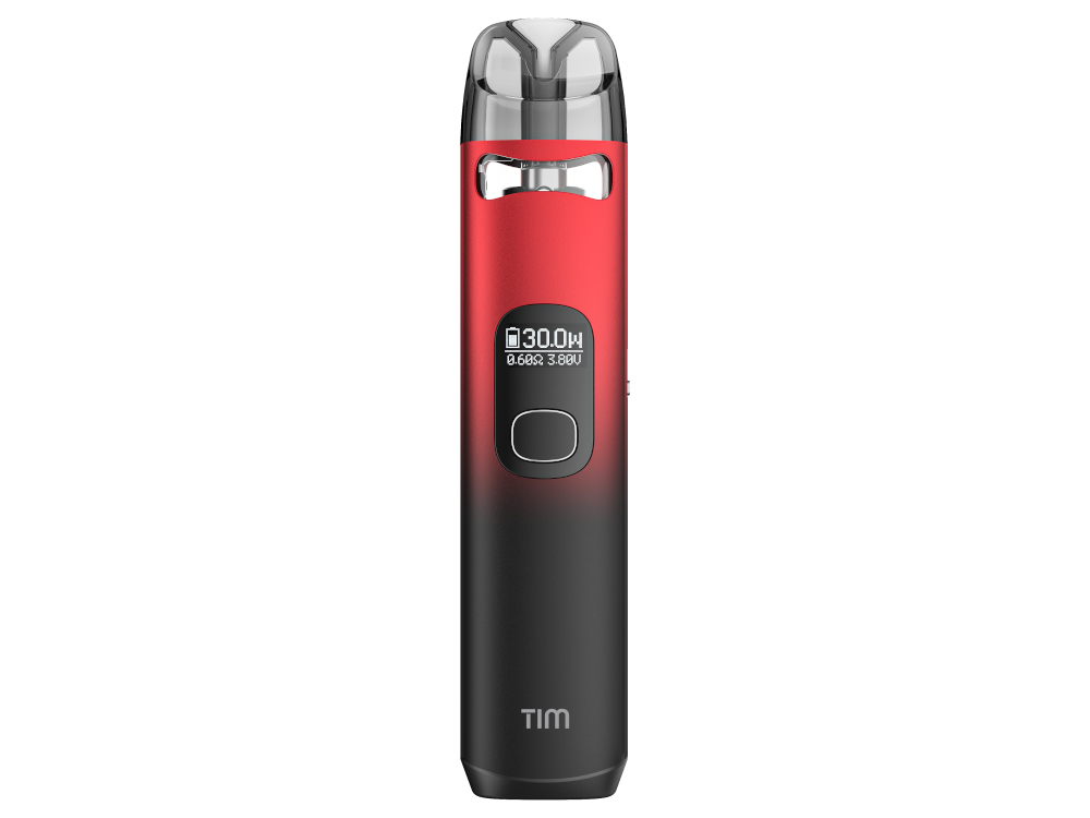 Vapefly - Tim Pod E-Zigaretten Set mit 4Ml Tank, 1100 mAh Akku, Frecore G-Heads auf einem weißen Hintergrund, zeigt die elegante Gestaltung und hochwertigen Materialien.