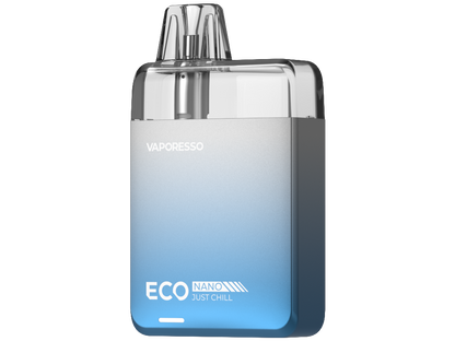 Überblick des Vaporesso ECO Nano E-Zigaretten Sets, das die kompakte Größe von 44,7 x 18,0 x 77,0 mm zeigt.