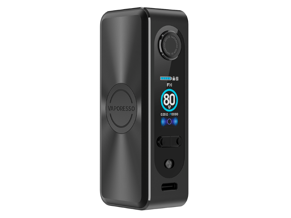 Vaporesso Gen SE 80 Watt Akkuträger in verschiedenen Farbvarianten, gestellt auf einem Tisch.