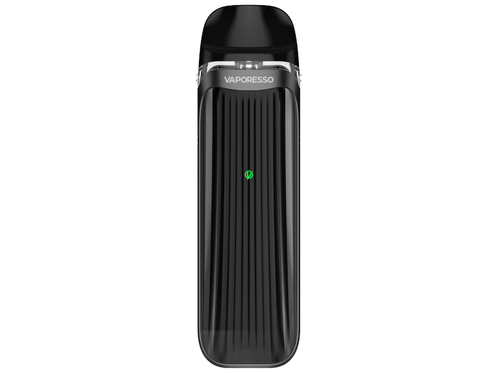 Schwarzer Vaporesso LUXE QS E-Zigaretten Set, präsentiert in einer eleganten Umgebung.