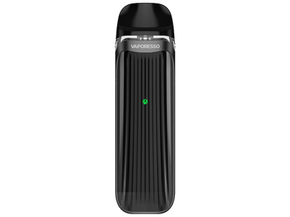 Schwarzer Vaporesso LUXE QS E-Zigaretten Set, präsentiert in einer eleganten Umgebung.