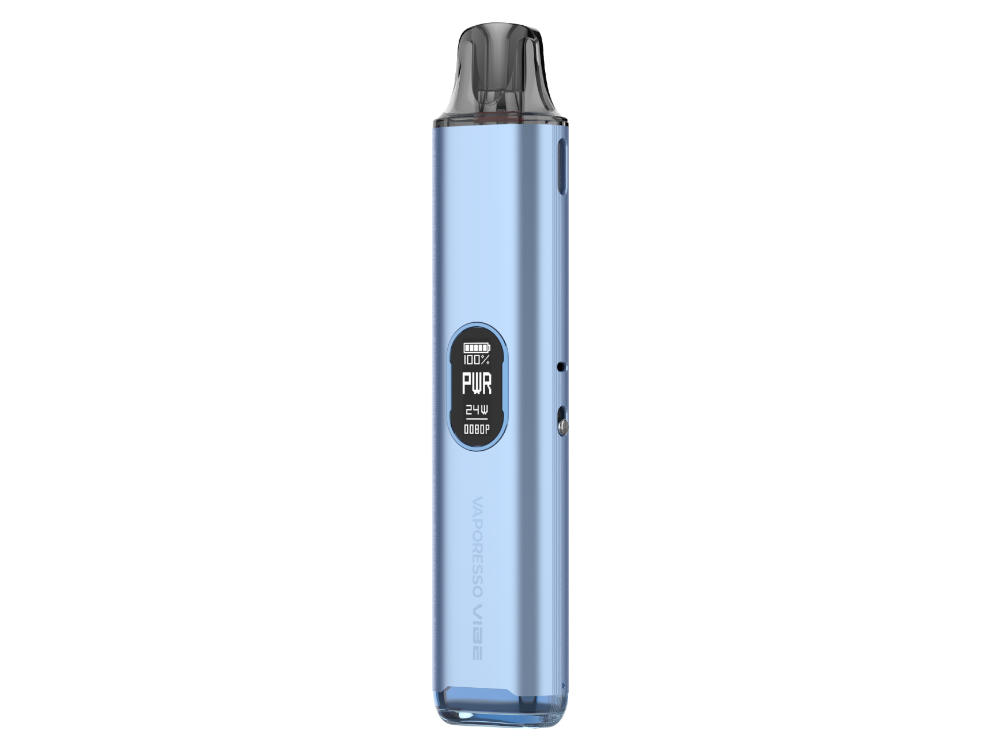 OLED-Display des Vaporesso - Vibe E-Zigaretten Sets, das Akkustand und Leistung anzeigt