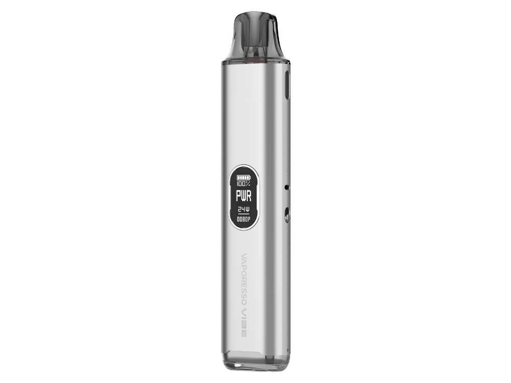 Der Vaporesso - Vibe E-Zigaretten Set in der Hand, kompakte Abmessungen von 121,1 mm x 25 mm x 16 mm