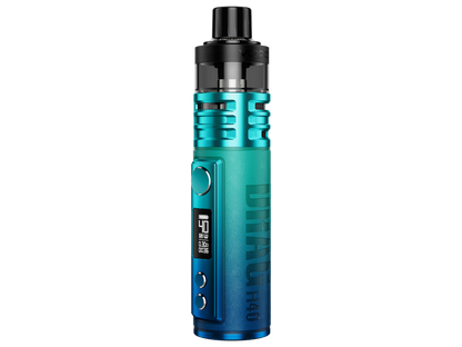 VooPoo Drag H40 E-Zigaretten Set, das seitlich angeordnete OLED-Display und die Bedienelemente zeigt.