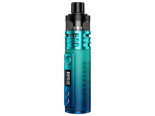 VooPoo Drag H40 E-Zigaretten Set, das seitlich angeordnete OLED-Display und die Bedienelemente zeigt.