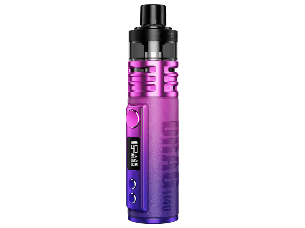 VooPoo Drag H40 E-Zigaretten Set mit 1500 mAh Akku, 5ml Pod & Subohm Verdampferköpfen - Frontansicht des Geräts.