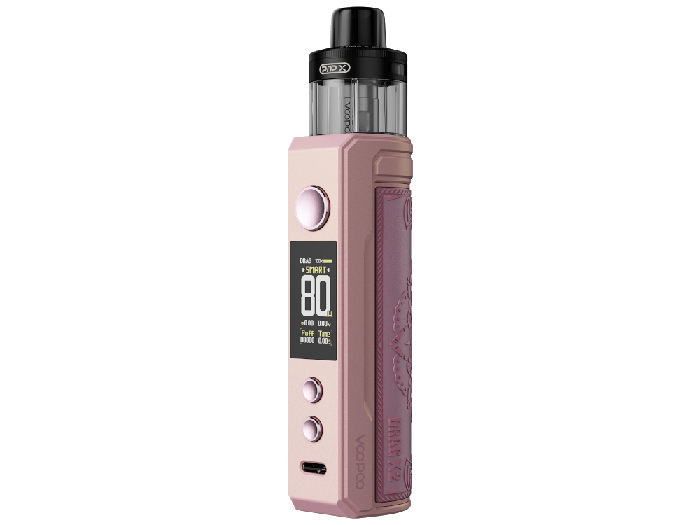 VooPoo Drag X2 E-Zigaretten Set, Großansicht des kompletten Sets auf einem neutralen Hintergrund.