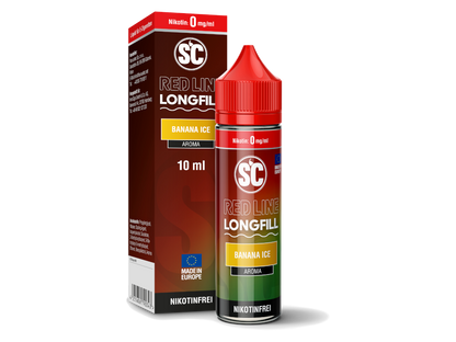 SC Red Line Longfills 10 ml - Packung mit intensiven Banana Ice Aroma, ideal für E-Zigaretten, für ein herausragendes Dampferlebnis.