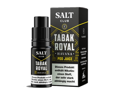 Salt Club Flavorist Tabak Royal Havana - E-Liquid mit komplexem Geschmacksprofil aus mildem Tabak, Nüssen und exotischen Aromen.