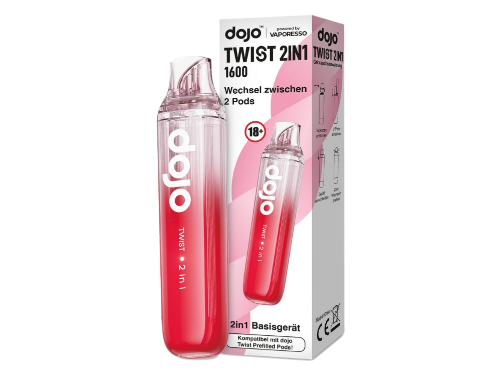 Vaporesso Dojo Twist 2in1 Akku 950 mAh - Elegant und transparent, ausgestattet mit zwei vorbefüllten Pods.