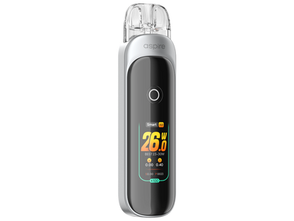 Die Aspire Pixo E-Zigarette mit Blick auf den TFT-Touchscreen während der Nutzung.