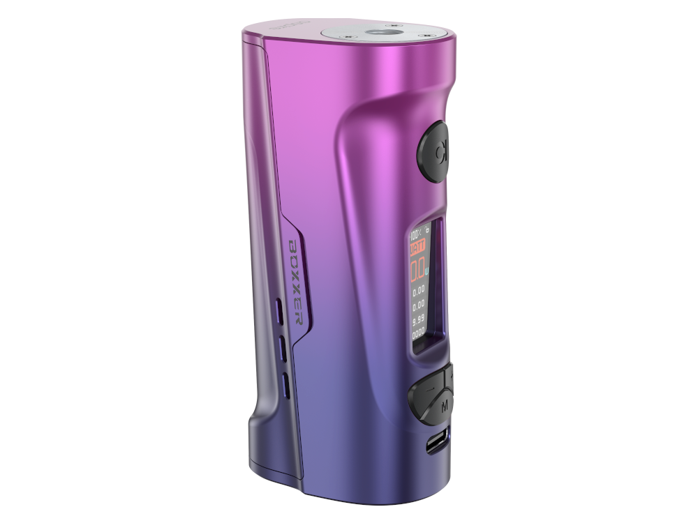 Nahaufnahme des Aspire Boxxer 80 Watt Akkuträgers, der die Qualität und Verarbeitung hervorhebt