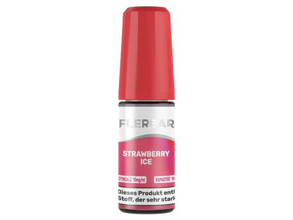 Flerbar Liquid Strawberry Ice, Nikotinsalz Liquid in der 10 ml Flasche, geschmackvolle Kombination aus Erdbeere und Kühle, erhältlich in zwei Nikotinstärken.