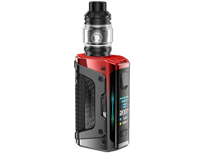 Detailaufnahme des Z Subohm Clearomizers im GeekVape Aegis Legend 5 E-Zigaretten Set, innovatives Top-Filling-System und Airflow-Control