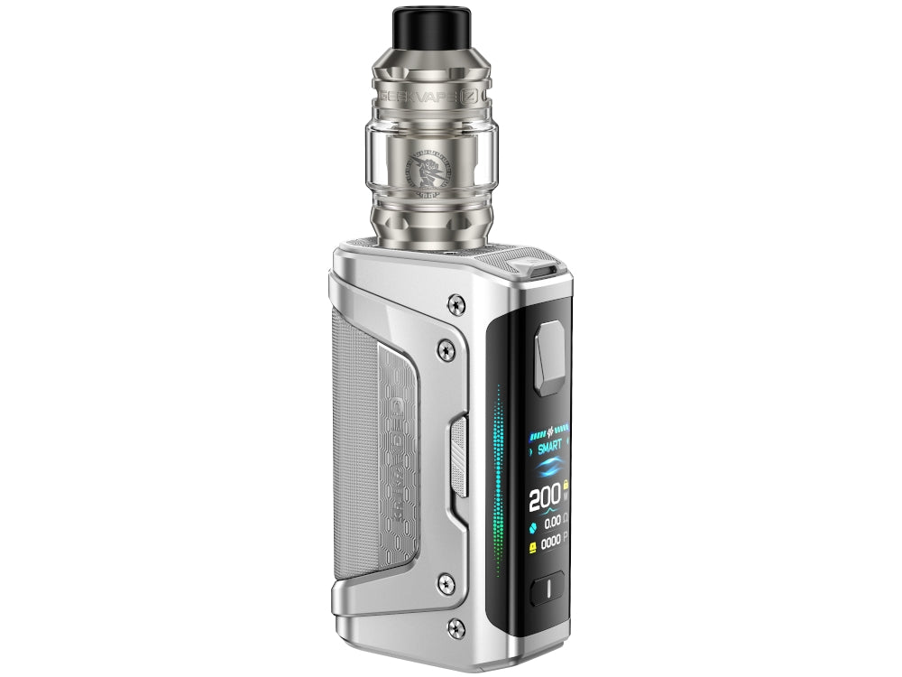 Im GeekVape Aegis Legend 5 E-Zigaretten Set enthaltene Komponenten, inklusive Ersatz-Glastank und Zubehörteil-Set