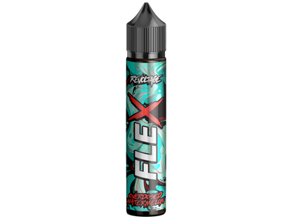 Verpackung Revoltage FLEX Longfills 10 ml - erfrischendes Wassermelone Aroma, nikotinfrei, wichtige Hinweise zur sicheren Nutzung.
