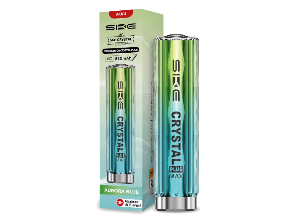SKE Crystal Plus MAX Akku 850 mAh mit Airflow Control und Zugautomatik – USB-C Aufladung