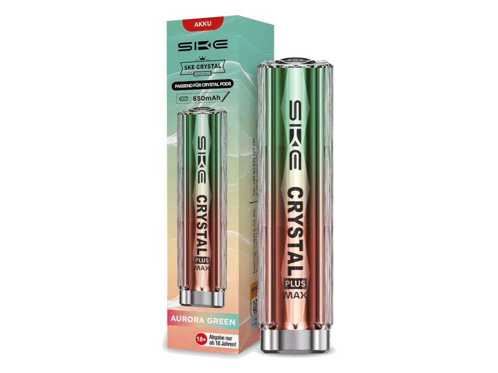 SKE Crystal Plus MAX Akku 850 mAh mit Airflow Control und Zugautomatik – USB-C Aufladung