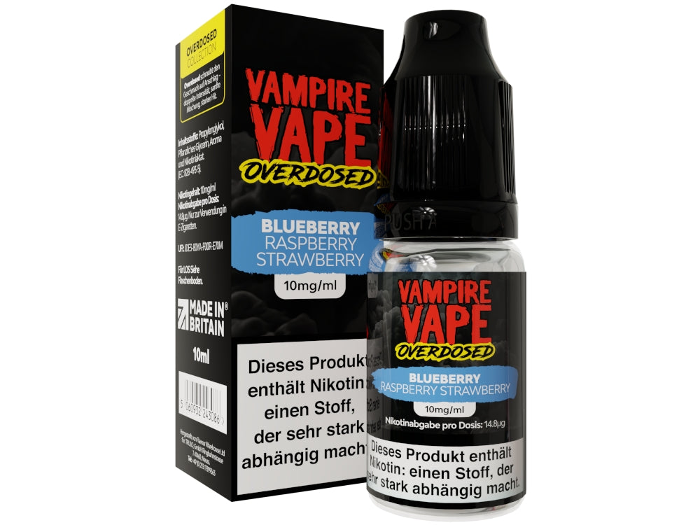 Vampire Vape - Overdosed - Nikotinsalz Liquid - Blueberry Raspberry Strawberry